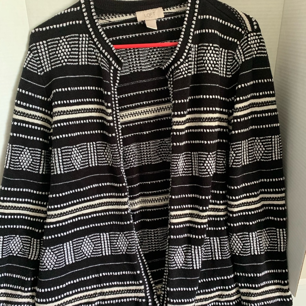 Loft Outlet Black & White Open Cardigan - Large